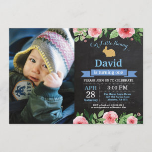 Invitación Nacimiento conejo Huevo Pascua Primer Cumpleaños
