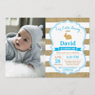 Invitación Nacimiento conejo Huevo Pascua Primer Cumpleaños