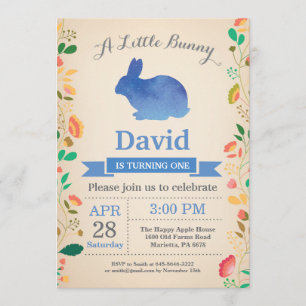 Invitación Nacimiento conejo Huevo Pascua Primer Cumpleaños