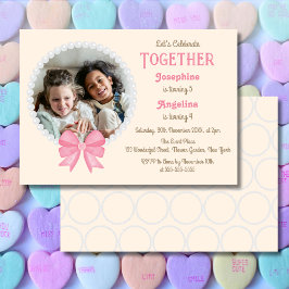 Invitación Nacimiento conjunto de Chica de foto de color rosa