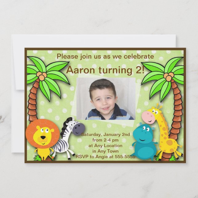 Invitación Nacimiento de animal de la jungla de Safari o invi (Anverso)