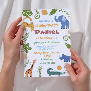 Invitación Nacimiento de animal de la jungla de Safari para n