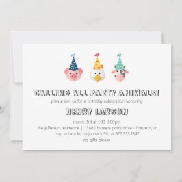 Invitación Nacimiento de animales de granja invitado en el gr