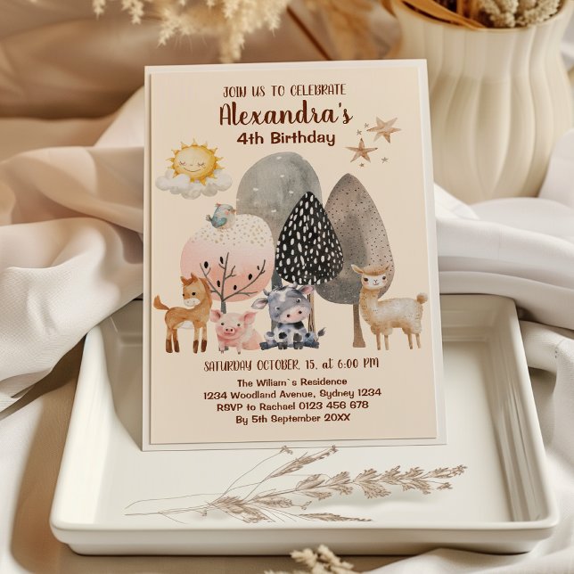 Invitación Nacimiento de animales de la granja Barnyard (Subido por el creador)