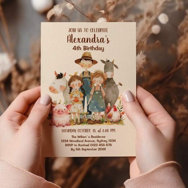 Invitación Nacimiento de animales de la granja Barnyard (Subido por el creador)