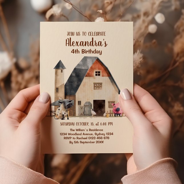 Invitación Nacimiento de animales de la granja Barnyard (Subido por el creador)