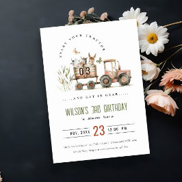 Invitación Nacimiento de animales de la granja de roya roja T