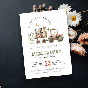 Invitación Nacimiento de animales de la granja de roya roja T