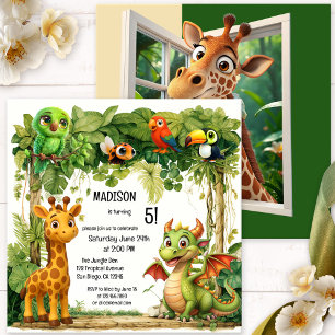 Invitación Nacimiento de animales de la jungla de Safari Cute