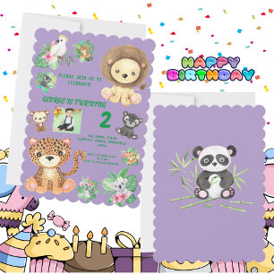 Invitación Nacimiento de animales de la selva de safari tropi