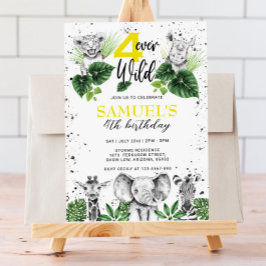 Invitación Nacimiento de animales de Safari blancos y negros