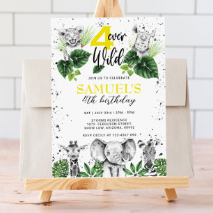 Invitación Nacimiento de animales de Safari blancos y negros