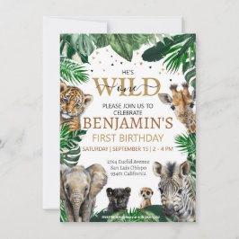 Invitación Nacimiento de animales de Safari de la Selva Tropi