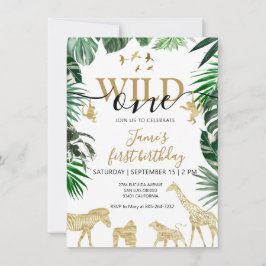 Invitación Nacimiento de animales de Safari de la Selva Tropi