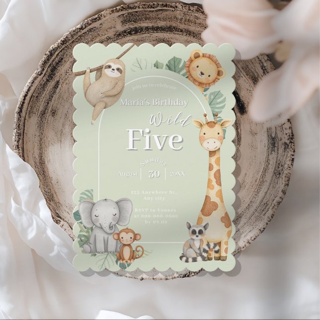 Invitación Nacimiento de animales Pastel Tropical Jungle Safa (Subido por el creador)