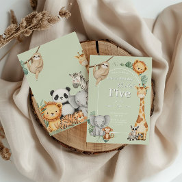 Invitación Nacimiento de animales Pastel Tropical Jungle Safa