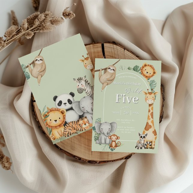 Invitación Nacimiento de animales Pastel Tropical Jungle Safa (Subido por el creador)