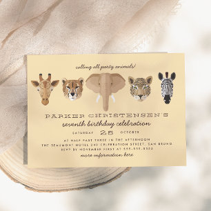 Invitación Nacimiento de animales salvajes de Safari