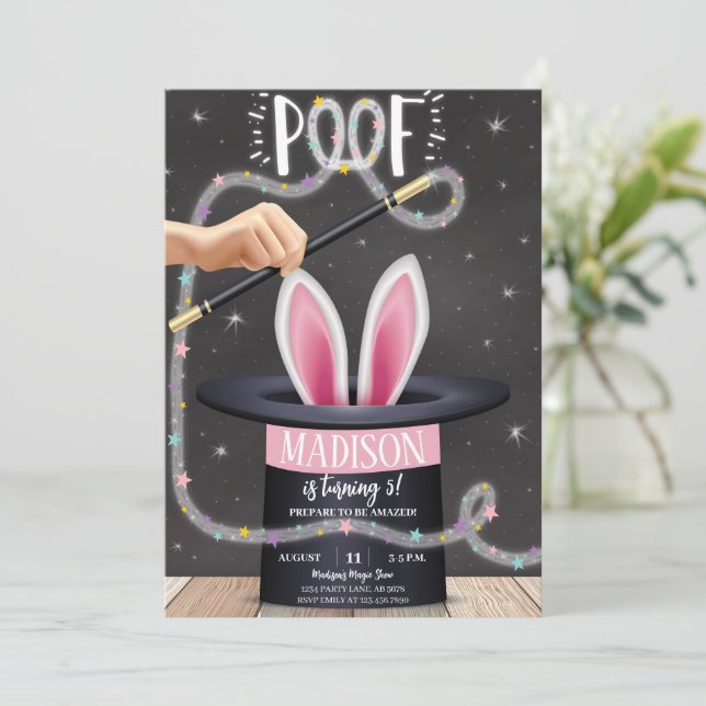 Invitación Nacimiento de Black Magic Show (Anverso de pie)