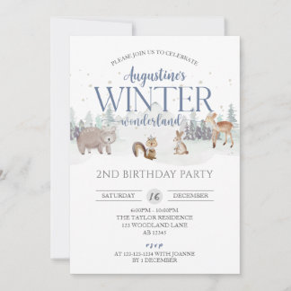 Invitación Nacimiento de Blue Winter Wonderland, cumpleaños n