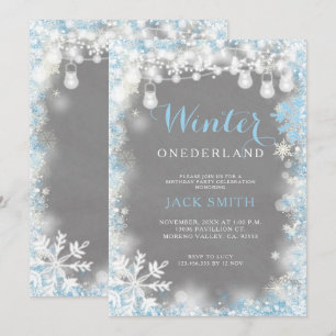 Invitación Nacimiento de Boy Snowflakes Winter