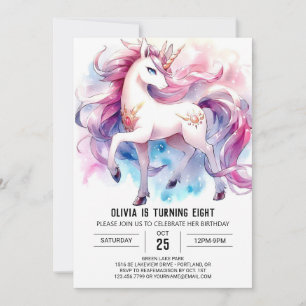 Invitación Nacimiento de Caballo Personalizado de Acuarela