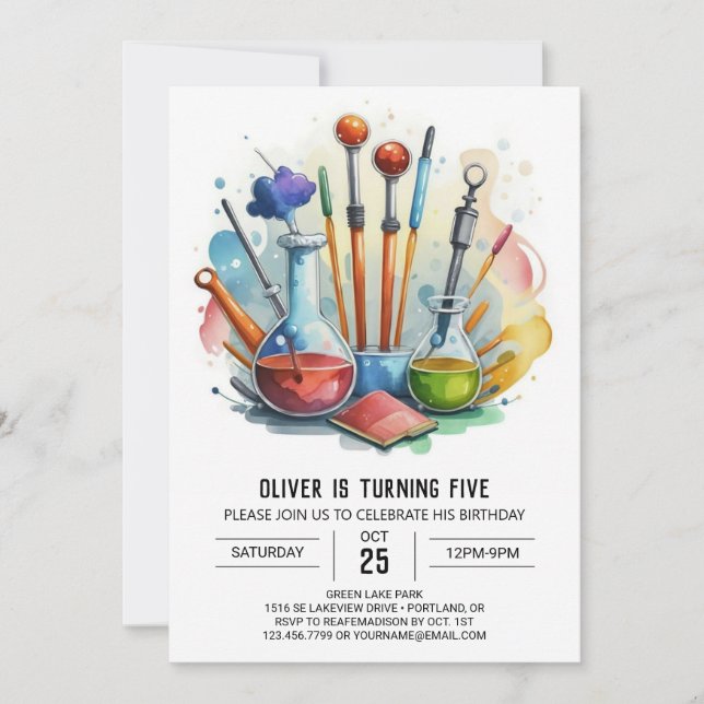 Invitación Nacimiento de Científico del Descubrimiento de Fus (Anverso)