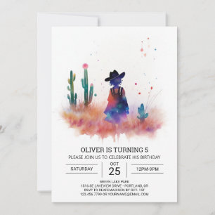 Invitación Nacimiento de Cowboy acuarela de la vida de campo