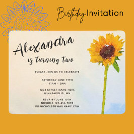 Invitación Nacimiento de cualquier edad de niño con girasol a