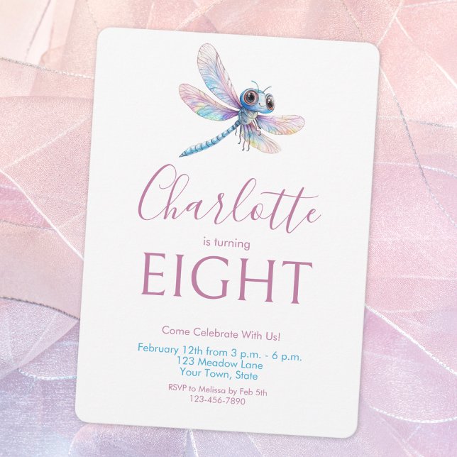 Invitación Nacimiento de Cute Dragonfly Watercolor Chica (Subido por el creador)