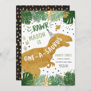 Invitación Nacimiento de dinosaurios T-Rex Primer cumpleaños