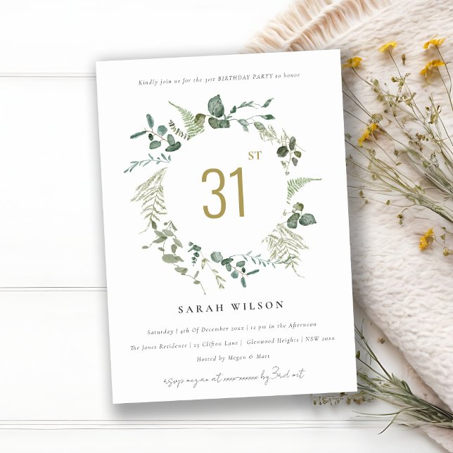 Invitación Nacimiento de Eucalyptus Wreath Watercolor Botánic (Subido por el creador)