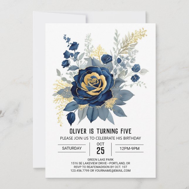 Invitación Nacimiento de flores silvestres digitales (Anverso)