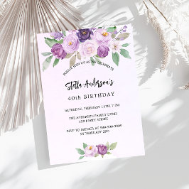 Invitación Nacimiento de flores violetas