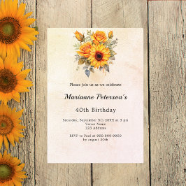 Invitación Nacimiento de girasoles vegetación rústico amarill