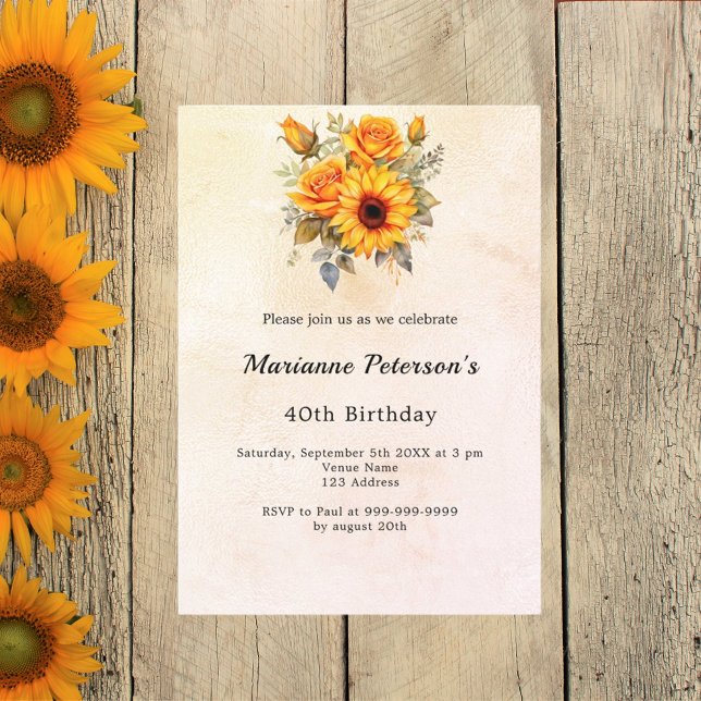 Invitación Nacimiento de girasoles vegetación rústico amarill (Subido por el creador)