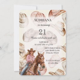 Invitación Nacimiento de Gorras de Cowgirl rubios occidentale