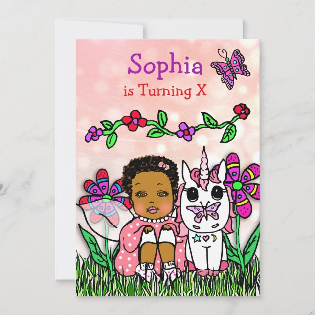 Invitación Nacimiento de hadas afroamericanas (Anverso)