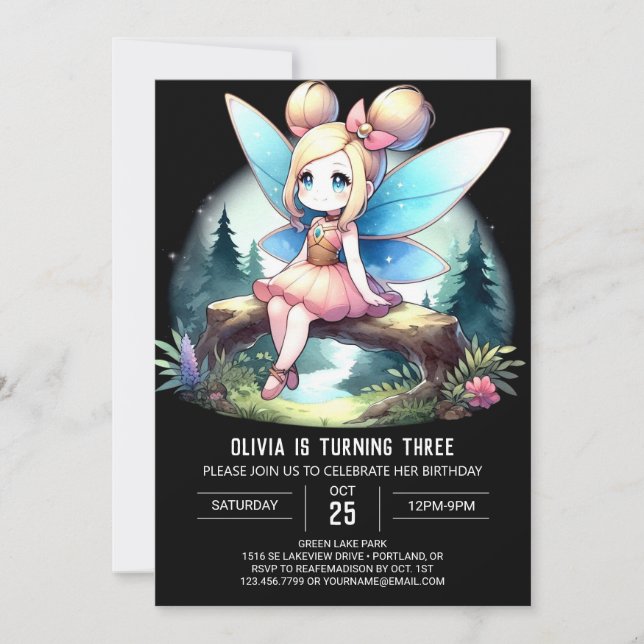 Invitación Nacimiento de hadas pequeñas (Anverso)
