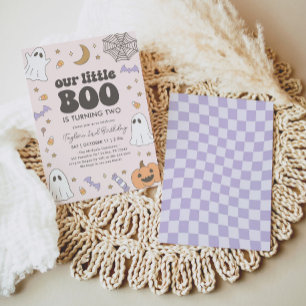 Invitación Nacimiento de Halloween de Pequeño Boo Rosado
