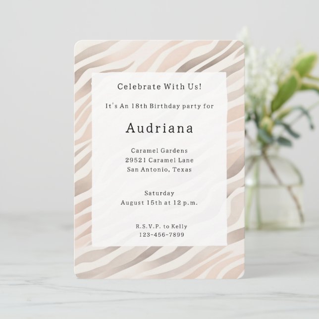 Invitación Nacimiento de impresión de animales de cebra de cr (Anverso de pie)