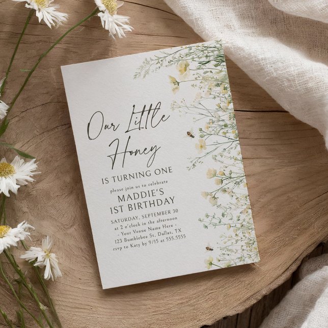 Invitación Nacimiento de la Abeja de la Flor Pequeña Miel (Subido por el creador)