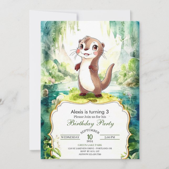 Invitación Nacimiento de la acuarela de los niños (Anverso)