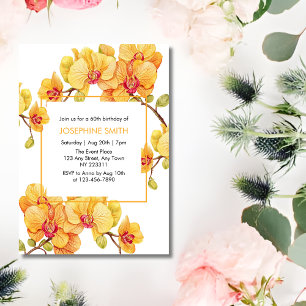 Invitación Nacimiento de la flor amarilla Orquídea Primavera