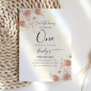 Invitación Nacimiento de la flor silvestre Honey Bee Boho
