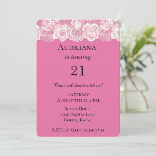 Invitación Nacimiento de la floral de color rosado