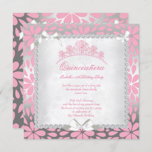 Invitación Nacimiento de la floral rosa de la Bonito Quincean