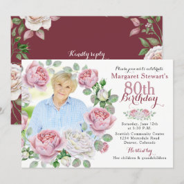 Invitación Nacimiento de la foto de Wreath, Rosa de un país r