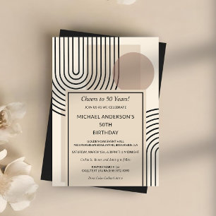 Invitación Nacimiento de la línea geométrica retro escandinav