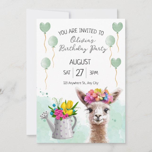 Invitación Nacimiento de la llama de la Alpaca Kid | Invitaci (Anverso)
